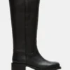 Riggs de cuero negro para pantorrillas anchas