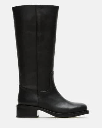 Riggs de cuero negro para pantorrillas anchas