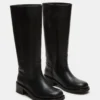 Riggs de cuero negro para pantorrillas anchas