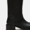 Riggs de cuero negro para pantorrillas anchas