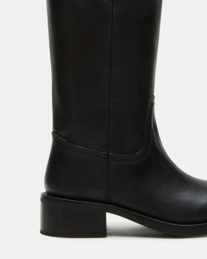 Riggs de cuero negro para pantorrillas anchas
