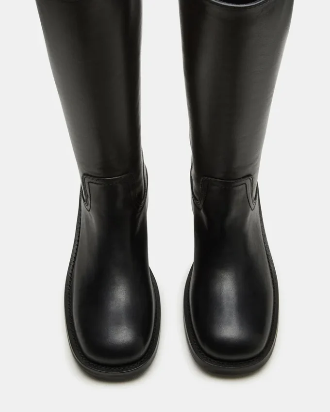 Riggs de cuero negro para pantorrillas anchas