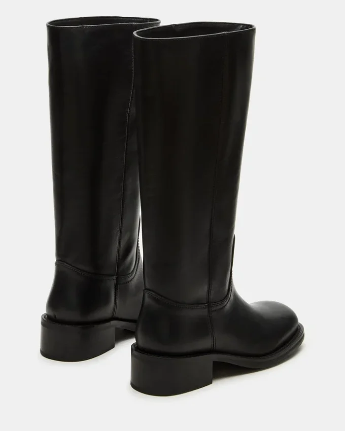 Riggs de cuero negro para pantorrillas anchas