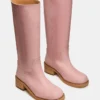 Riggs de cuero rosa