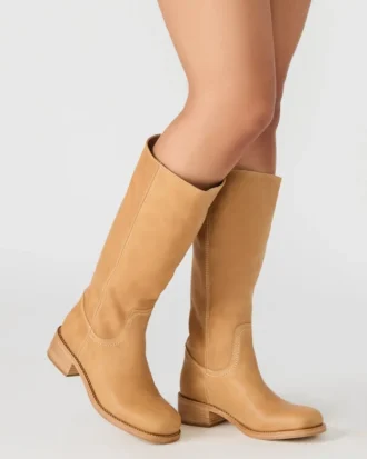 Botas Riggs de piel de plátano de caña ancha