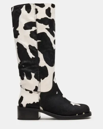Riggs Negro con estampado de vaca y pantorrilla ancha