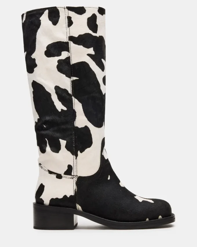 Riggs Negro con estampado de vaca y pantorrilla ancha