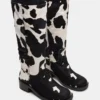 Riggs Negro con estampado de vaca y pantorrilla ancha