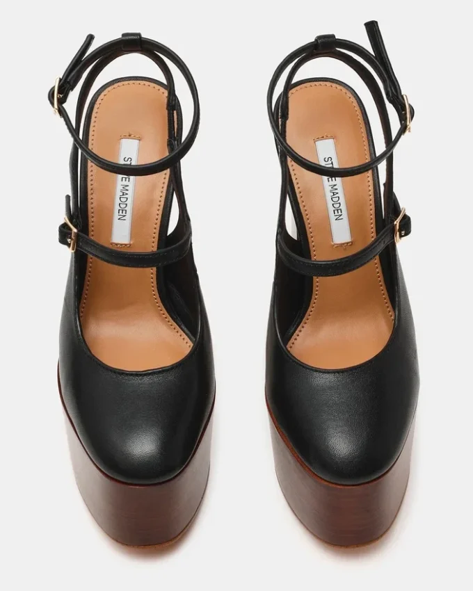 Scotlyn de cuero negro con plataforma Scotlyn de cuero negro con plataforma