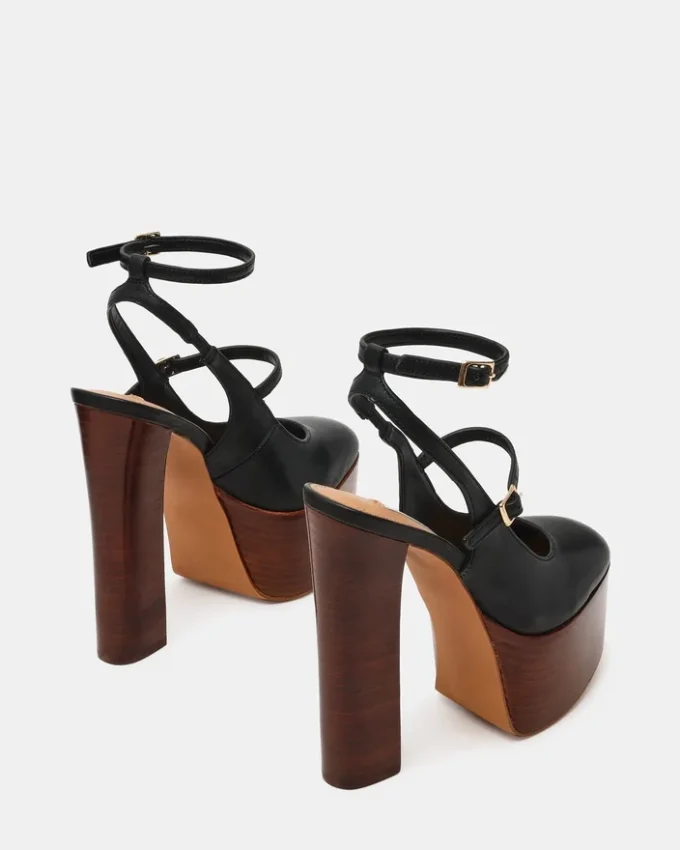 Scotlyn de cuero negro con plataforma Scotlyn de cuero negro con plataforma