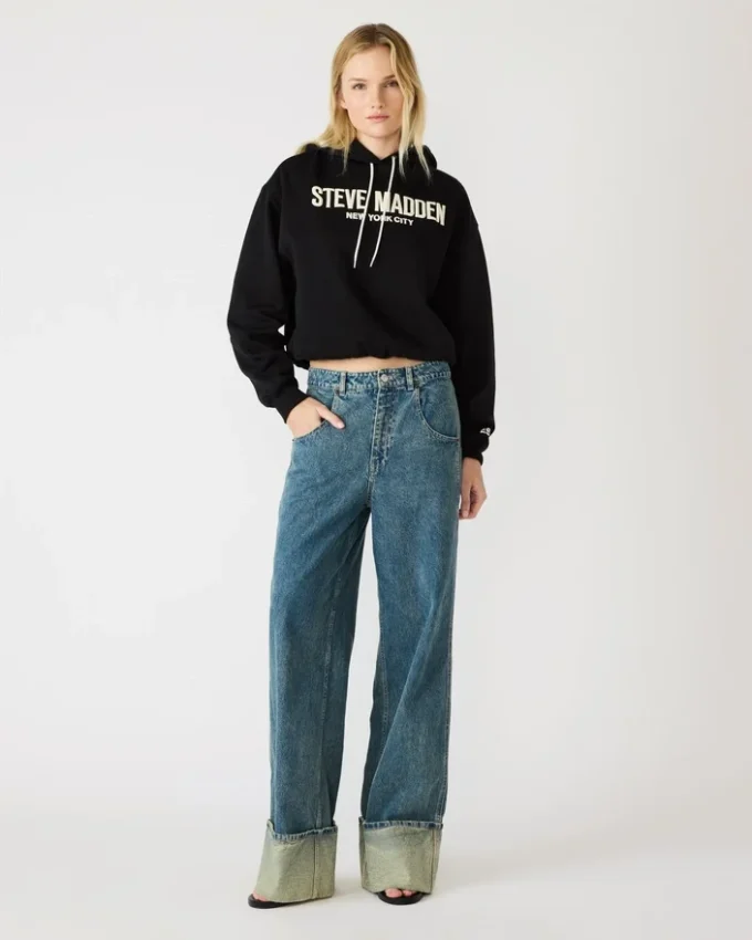 Sudadera con capucha y logotipo Sm, negra Sudadera con capucha y logotipo Sm, negra