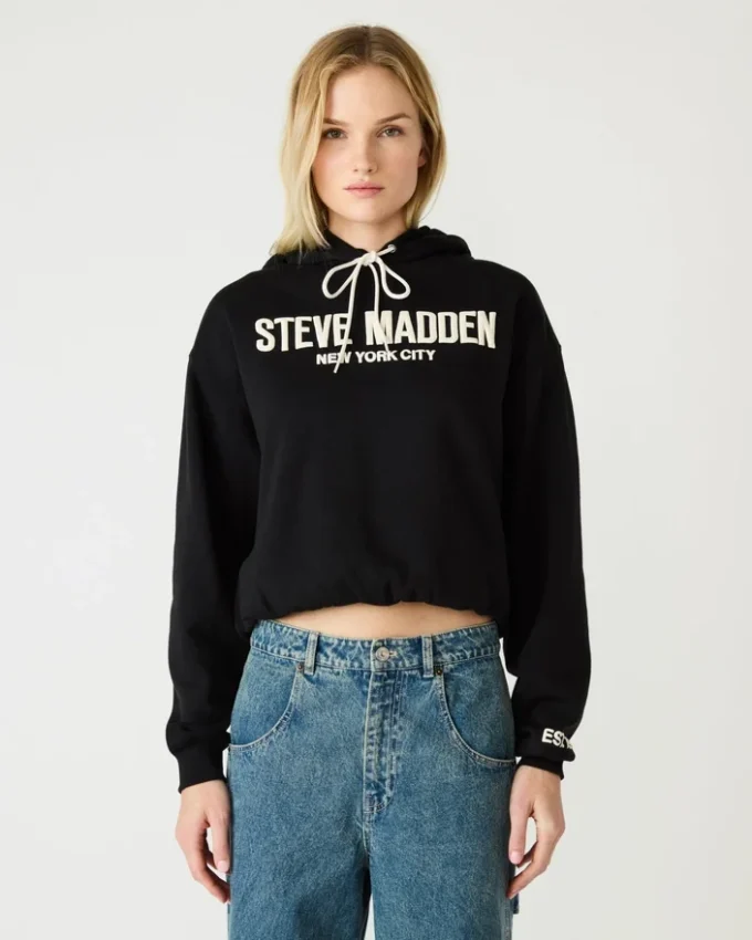 Sudadera con capucha y logotipo Sm, negra Sudadera con capucha y logotipo Sm, negra