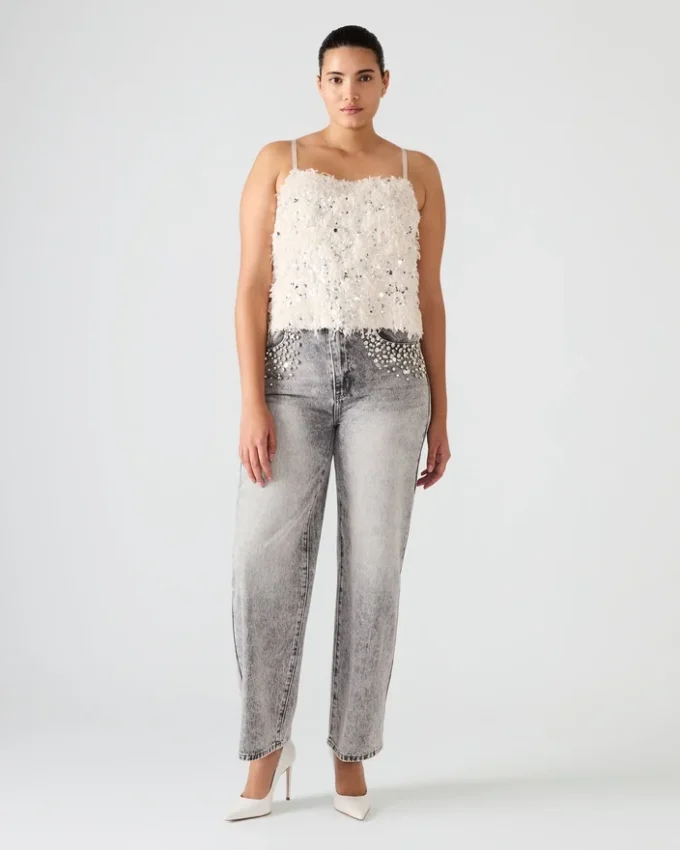 Top Blakelyn Feather en color marfil Top Blakelyn Feather en color marfil