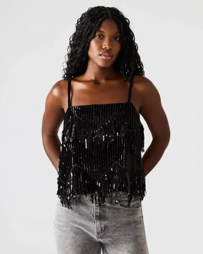 Top de lentejuelas Blakelyn negro Top de lentejuelas Blakelyn negro