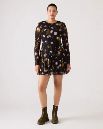 Vestido Bliss con estampado floral negro