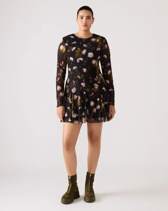 Vestido Bliss con estampado floral negro