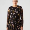 Vestido Bliss con estampado floral negro