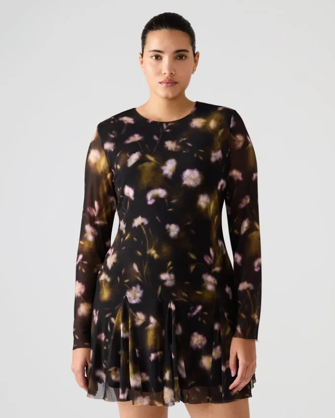 Vestido Bliss con estampado floral negro