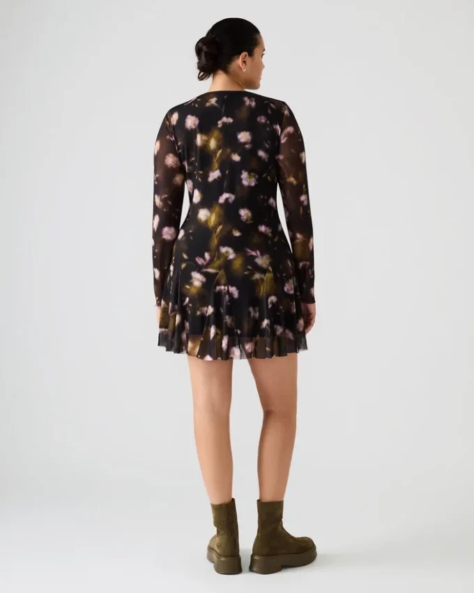 Vestido Bliss con estampado floral negro