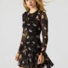 Vestido Bliss con estampado floral negro