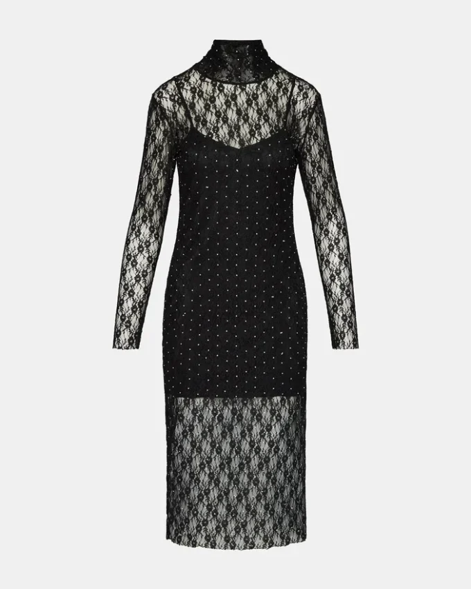 Vestido de encaje con tachuelas Vivienne, negro Vestido de encaje con tachuelas Vivienne, negro