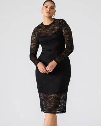 Vestido de encaje Hailee Negro
