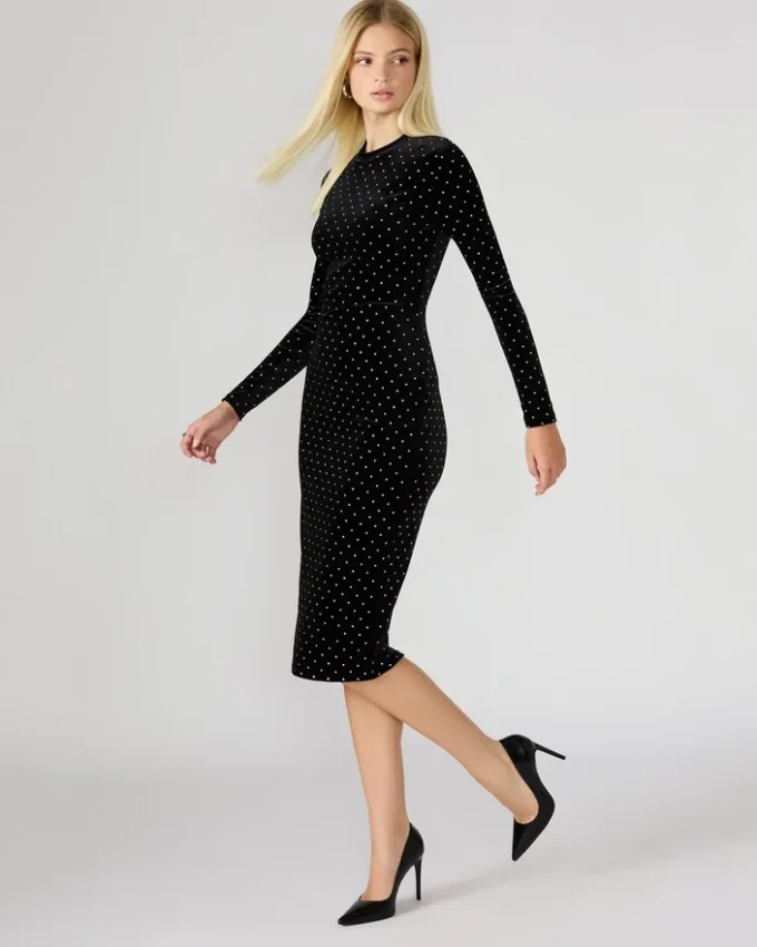 Vestido de terciopelo con tachuelas Hailee, negro Vestido de terciopelo con tachuelas Hailee, negro