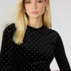 Vestido de terciopelo con tachuelas Hailee, negro Vestido de terciopelo con tachuelas Hailee, negro