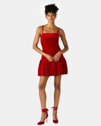 Vestido Giovanna de terciopelo rojo