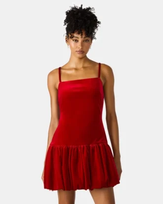 Vestido Giovanna de terciopelo rojo